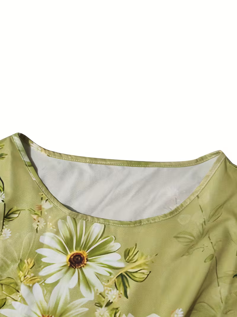 Abito casual da donna con stampa floreale - Verde