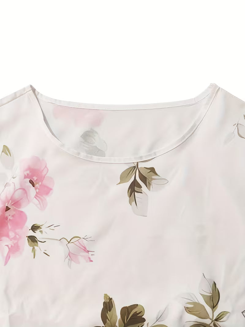 Abito casual da donna con stampa floreale - Rosa