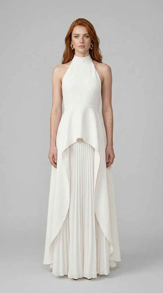 Sofie | Open Back Ivory Maxi Dress - Bianco