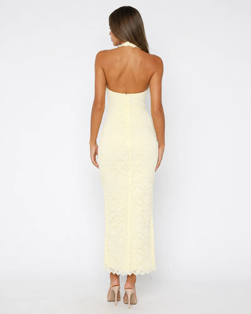 Julie | Lace Me Maxi Dress - Limone