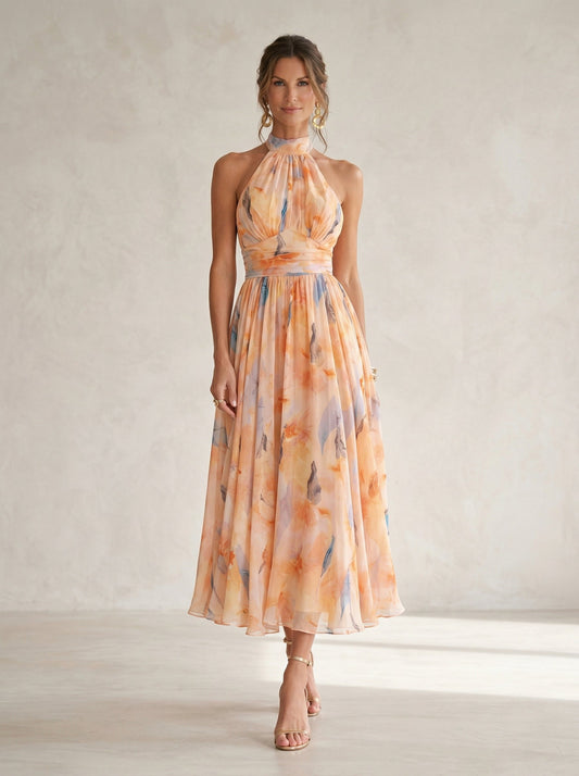 Esther™ | Abito halter con stampa acquerello