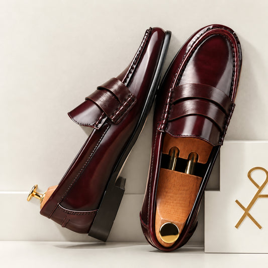 Mocassini Aurelio Bordeaux con vista superiore
