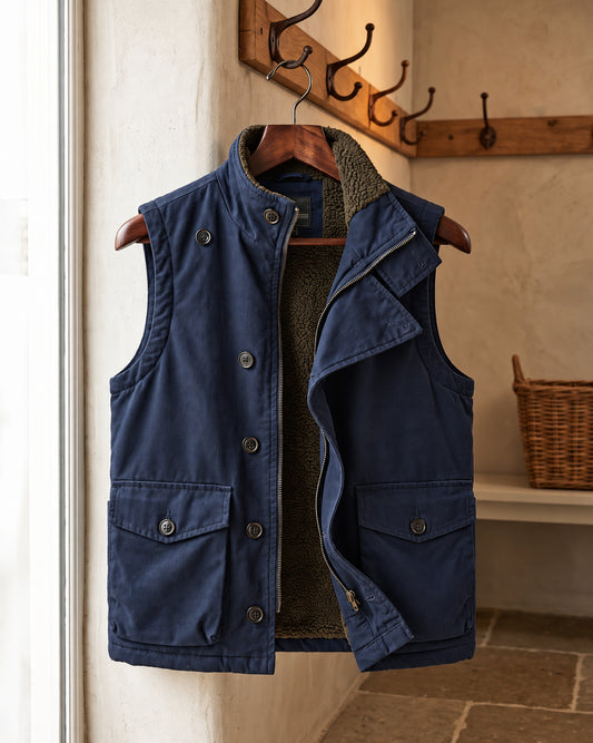 Gilet Lorenzo blu navy con interno sherpa