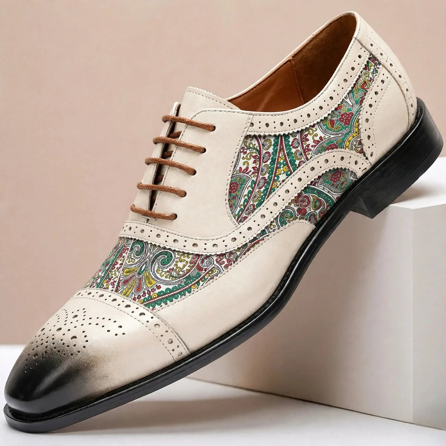Scarpe Oxford Stefano in Pelle Pieno Fiore – Bianco