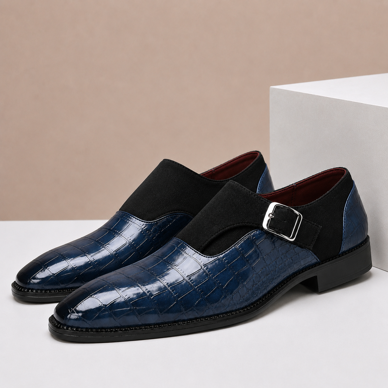 Scarpe Monk Strap Valerico in Vera Pelle – Blu