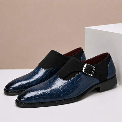 Scarpe Monk Strap Valerico in Vera Pelle – Blu