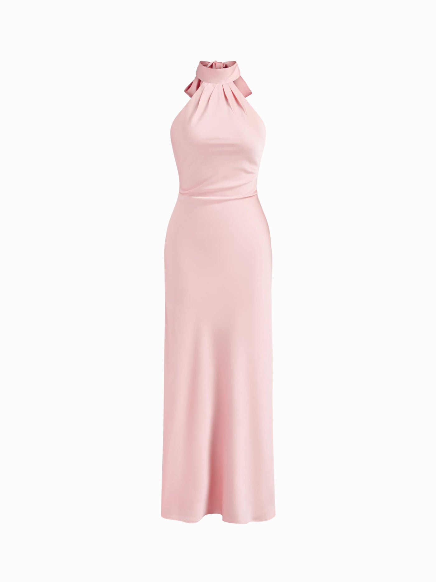 Abito lungo spaccato con scollo all'americana senza schienale - Rosa