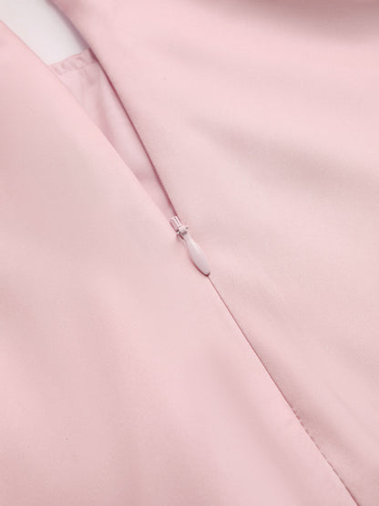 Abito lungo spaccato con scollo all'americana senza schienale - Rosa