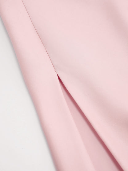 Abito lungo spaccato con scollo all'americana senza schienale - Rosa