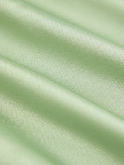 Vestido Maxi A-line con nudo y cuello halter de satén - Verde Matcha