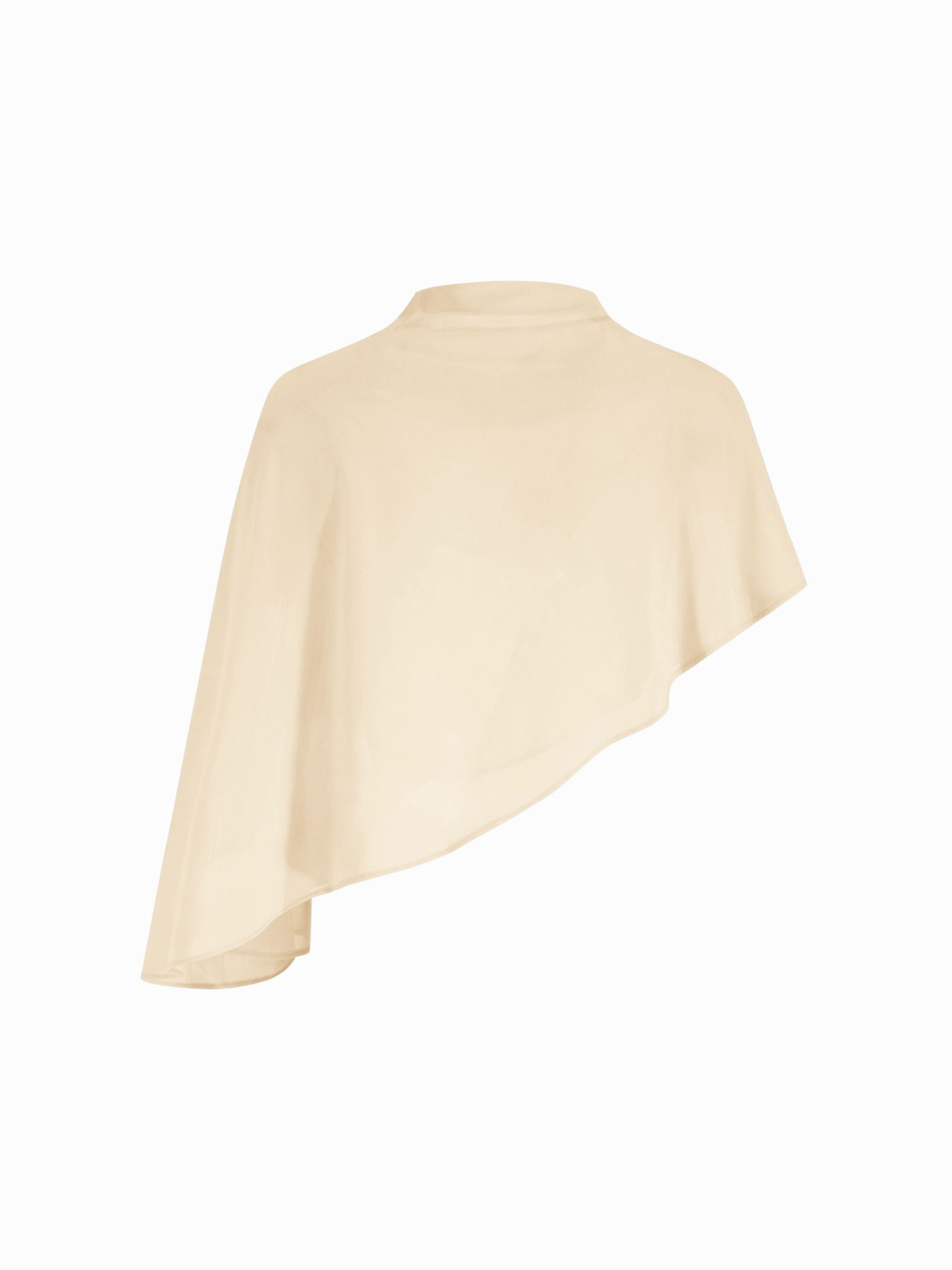 Abito Maxi in Raso con Collo Alto e Maniche a Mantella - Champan