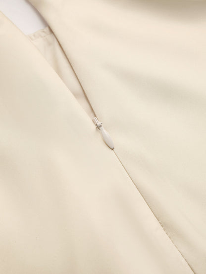 Abito lungo spaccato con scollo all'americana senza schienale - Beige