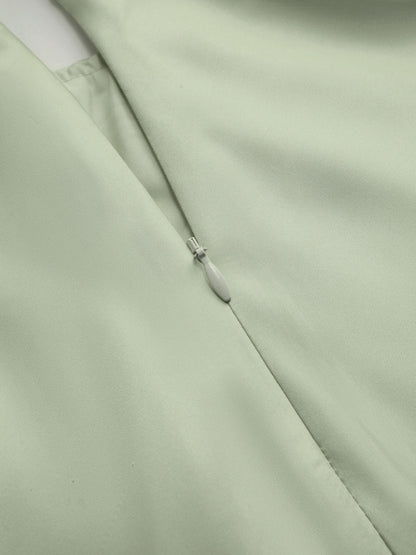 Abito lungo spaccato con scollo all'americana senza schienale - Verde chiaro