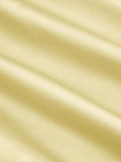 Vestido Maxi A-line con nudo y cuello halter de satén - Amarillo