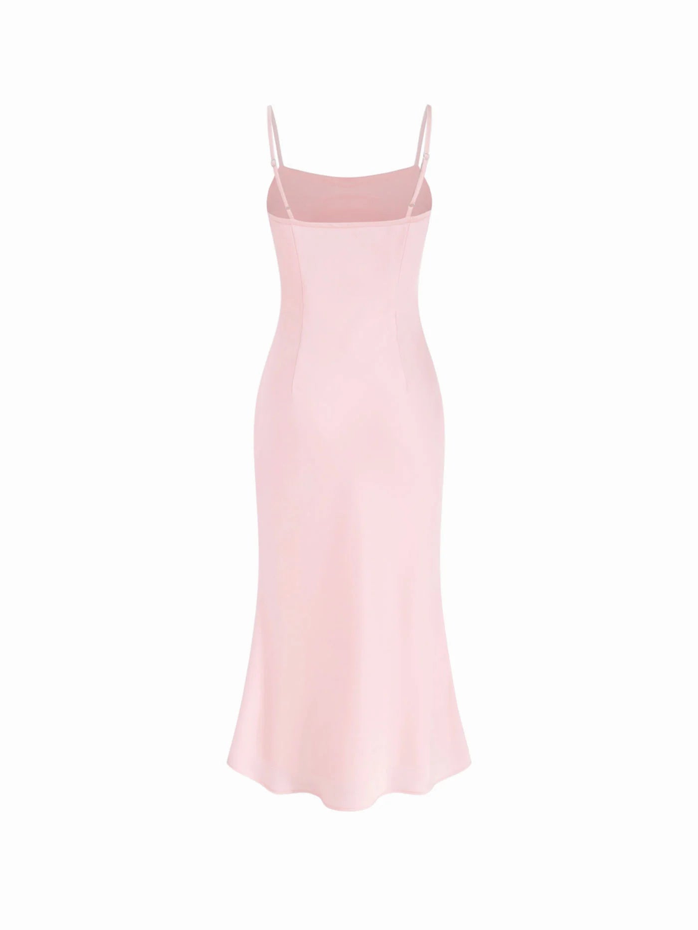 Abito Maxi in Raso con Collo Alto e Maniche a Mantella - Rosa