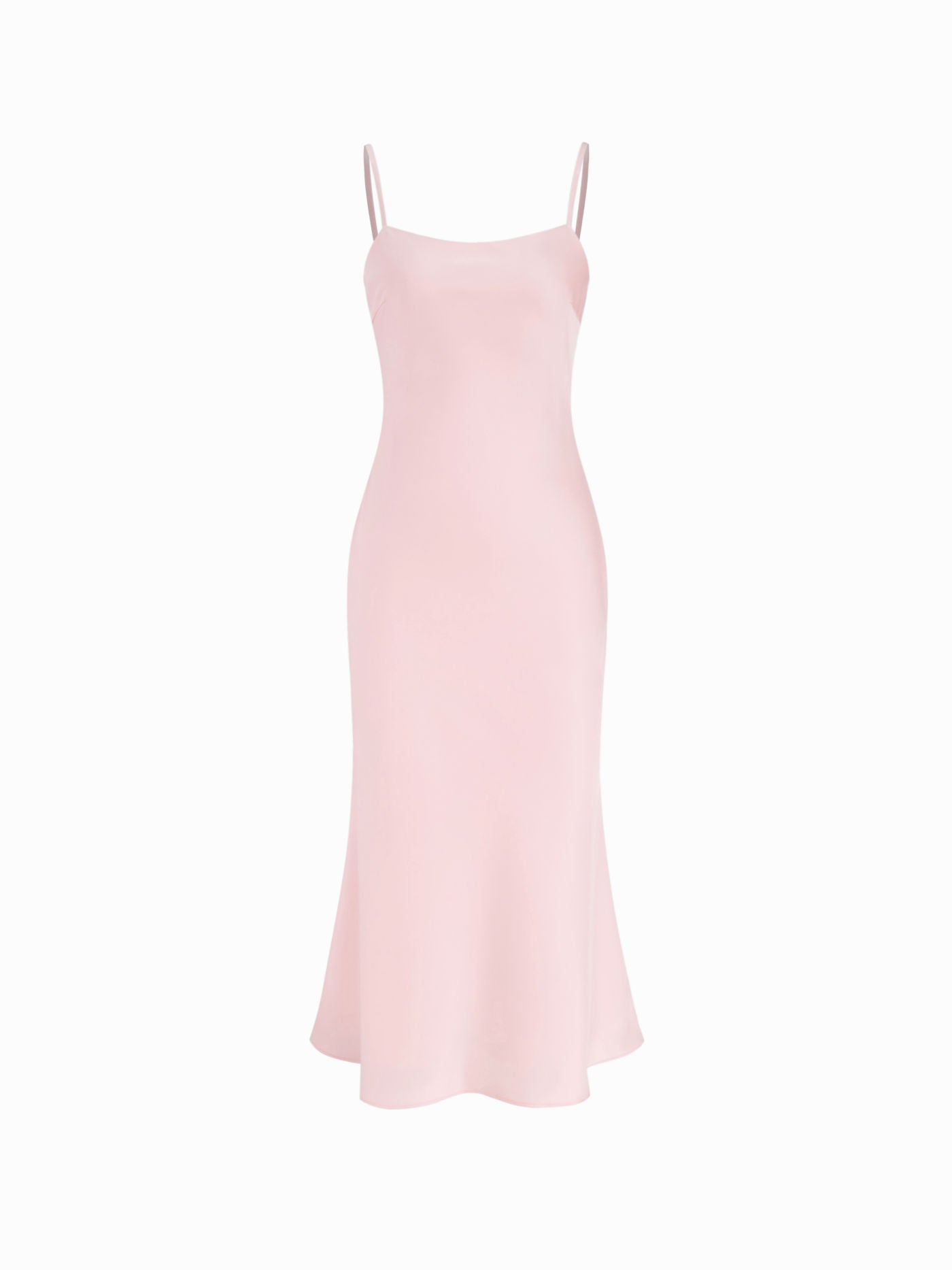 Abito Maxi in Raso con Collo Alto e Maniche a Mantella - Rosa