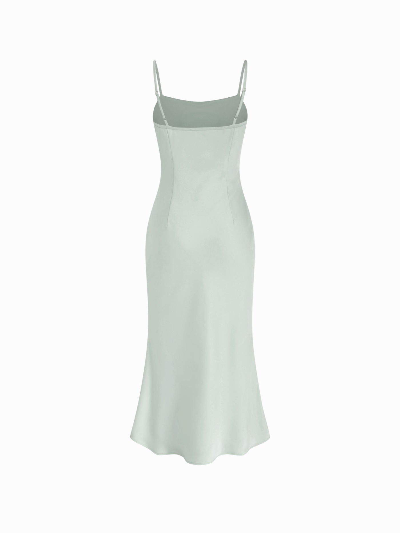 Abito Maxi in Raso con Collo Alto e Maniche a Mantella - Verde