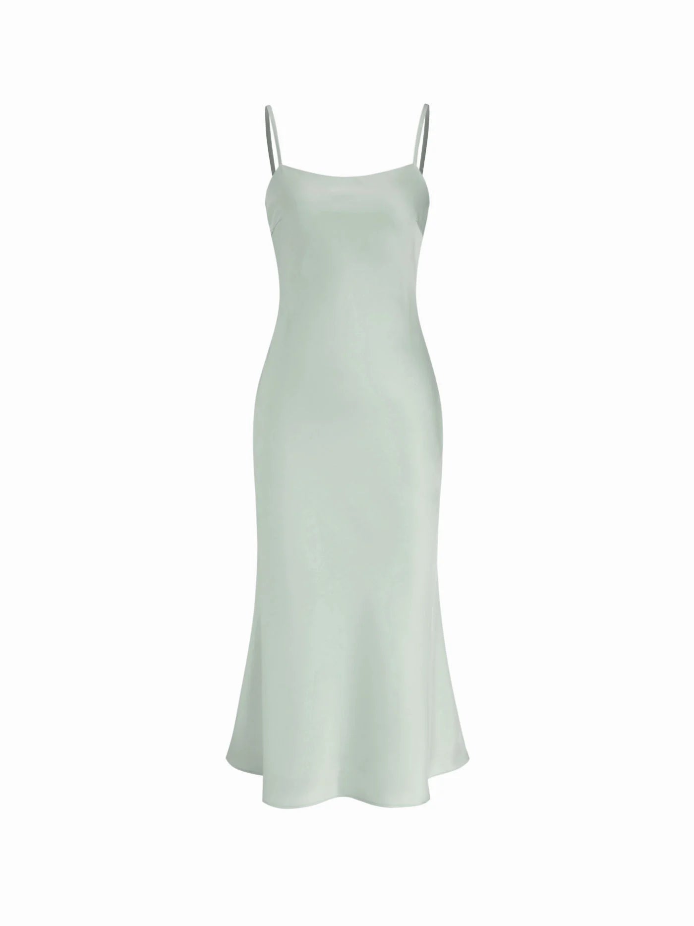 Abito Maxi in Raso con Collo Alto e Maniche a Mantella - Verde