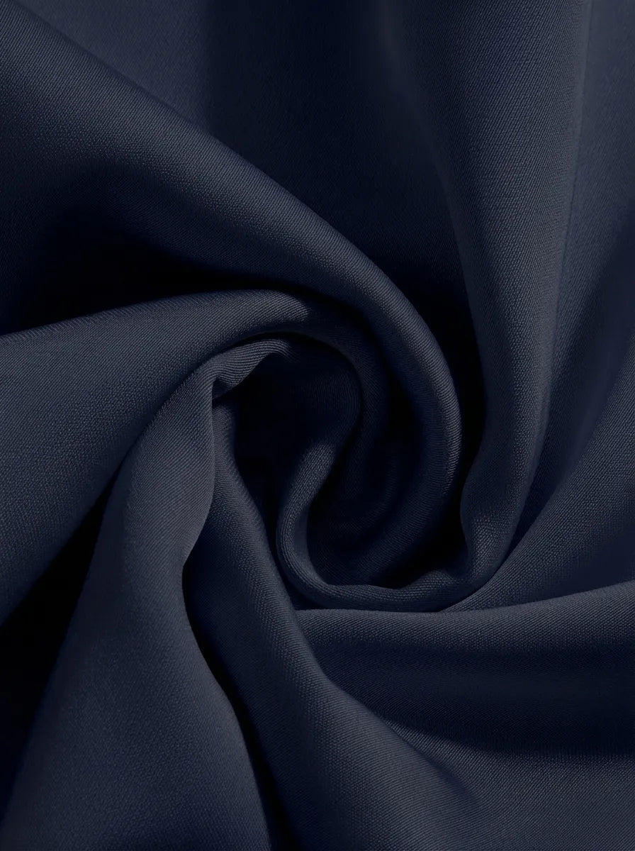 Abito Maxi in Raso con Collo Alto e Maniche a Mantella - Blu scuro