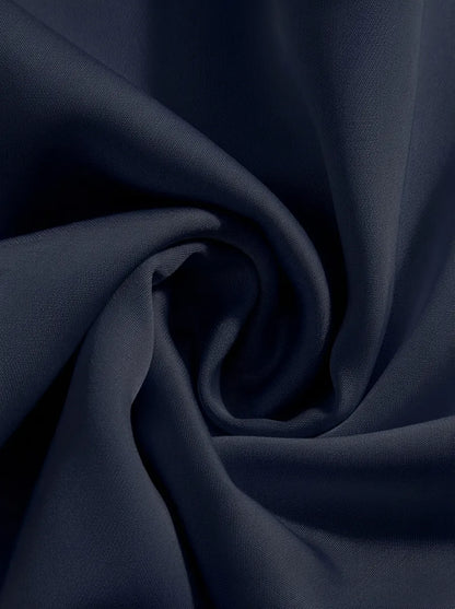 Abito Maxi in Raso con Collo Alto e Maniche a Mantella - Blu scuro