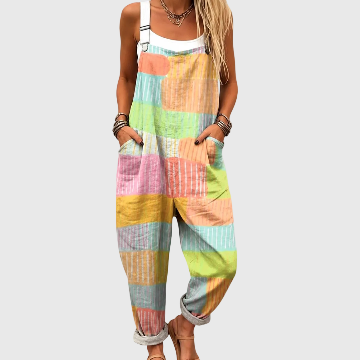 Salopette Patchwork Pastello