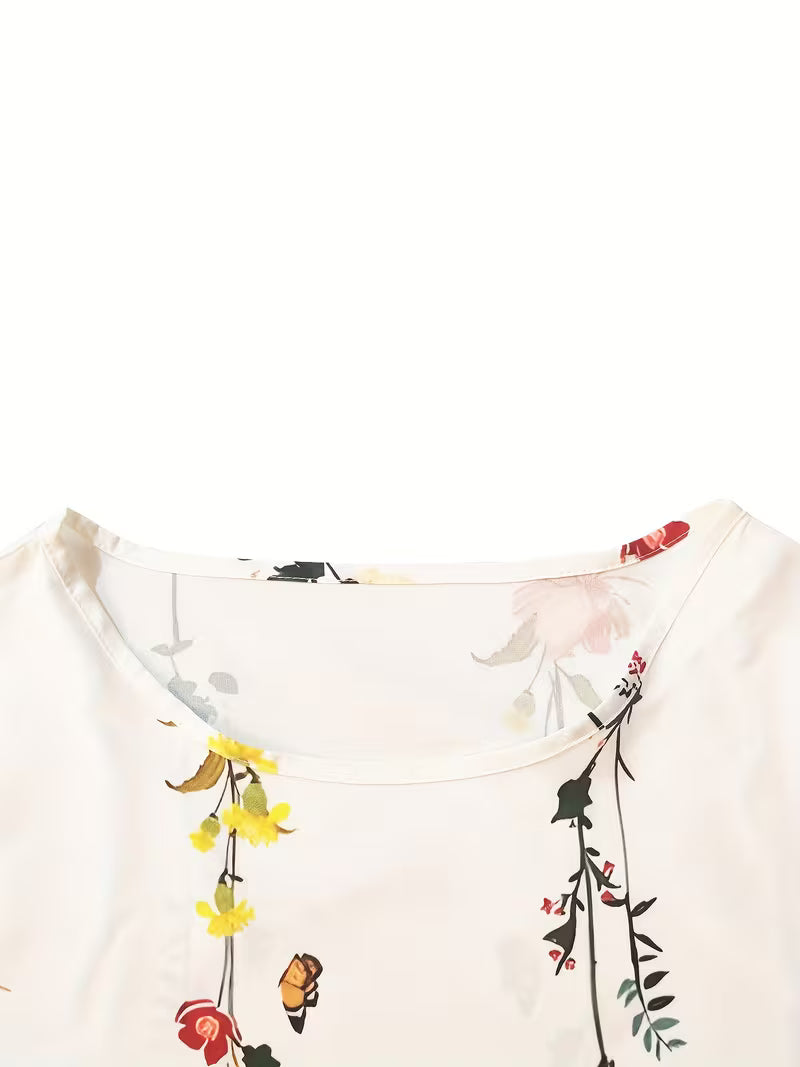 Abito casual da donna con stampa floreale - Bianco