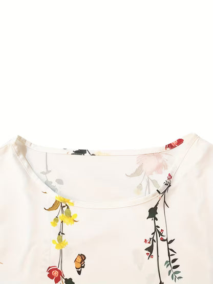 Abito casual da donna con stampa floreale - Bianco