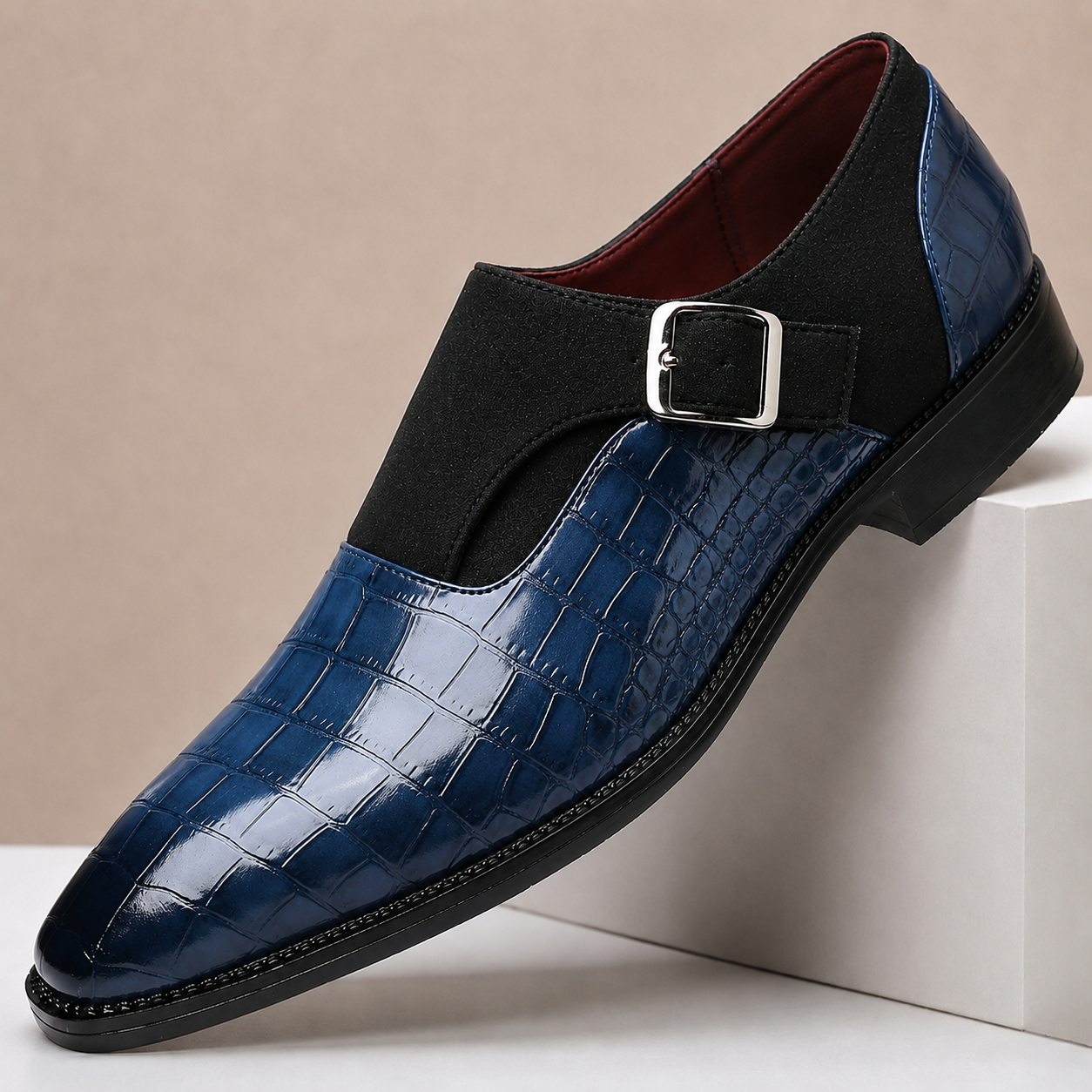 Scarpe Monk Strap Valerico in Vera Pelle – Blu