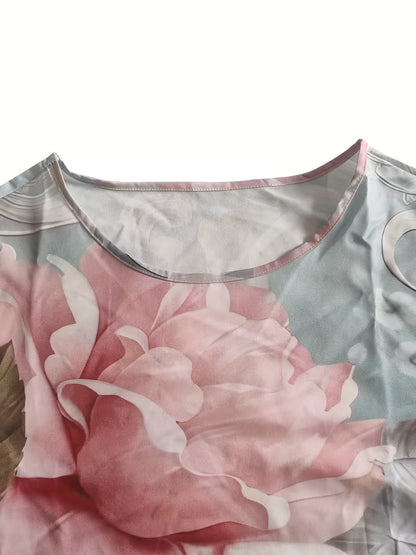 Abito casual da donna con stampa floreale - Acqua