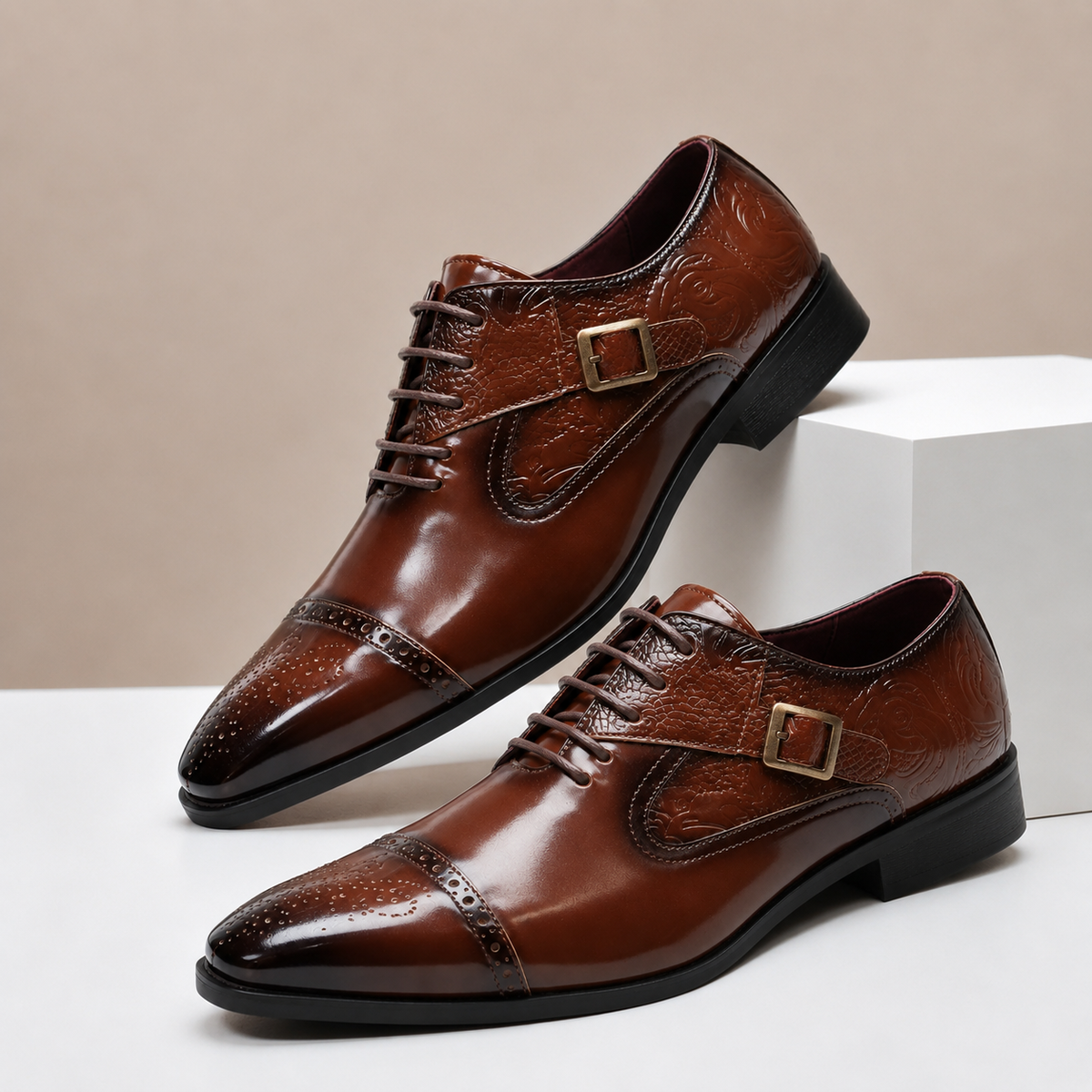 Scarpe Eleganti Valerio in Vera Pelle – Marrone chiaro