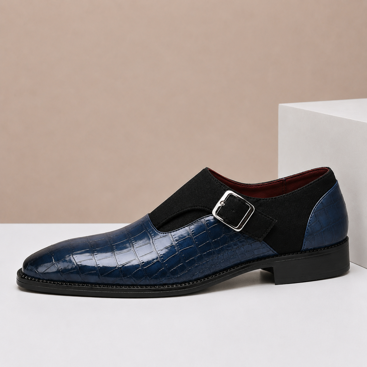 Scarpe Monk Strap Valerico in Vera Pelle – Blu