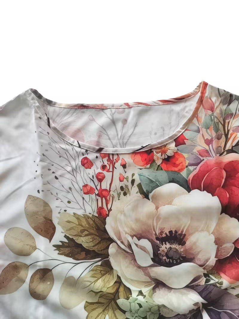 Abito casual da donna con stampa floreale - Bianco