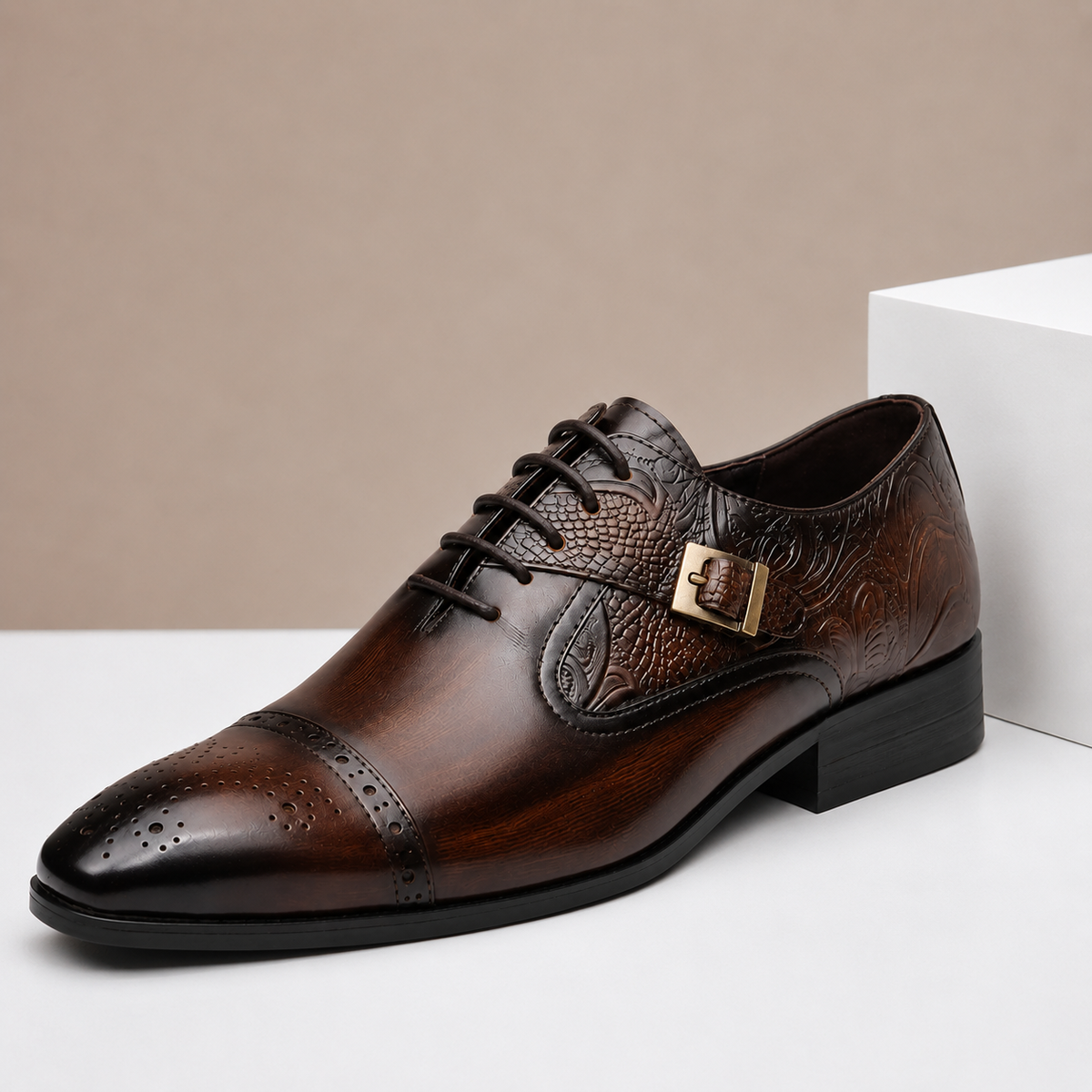 Scarpe Eleganti Valerio in Vera Pelle – Marrone scuro
