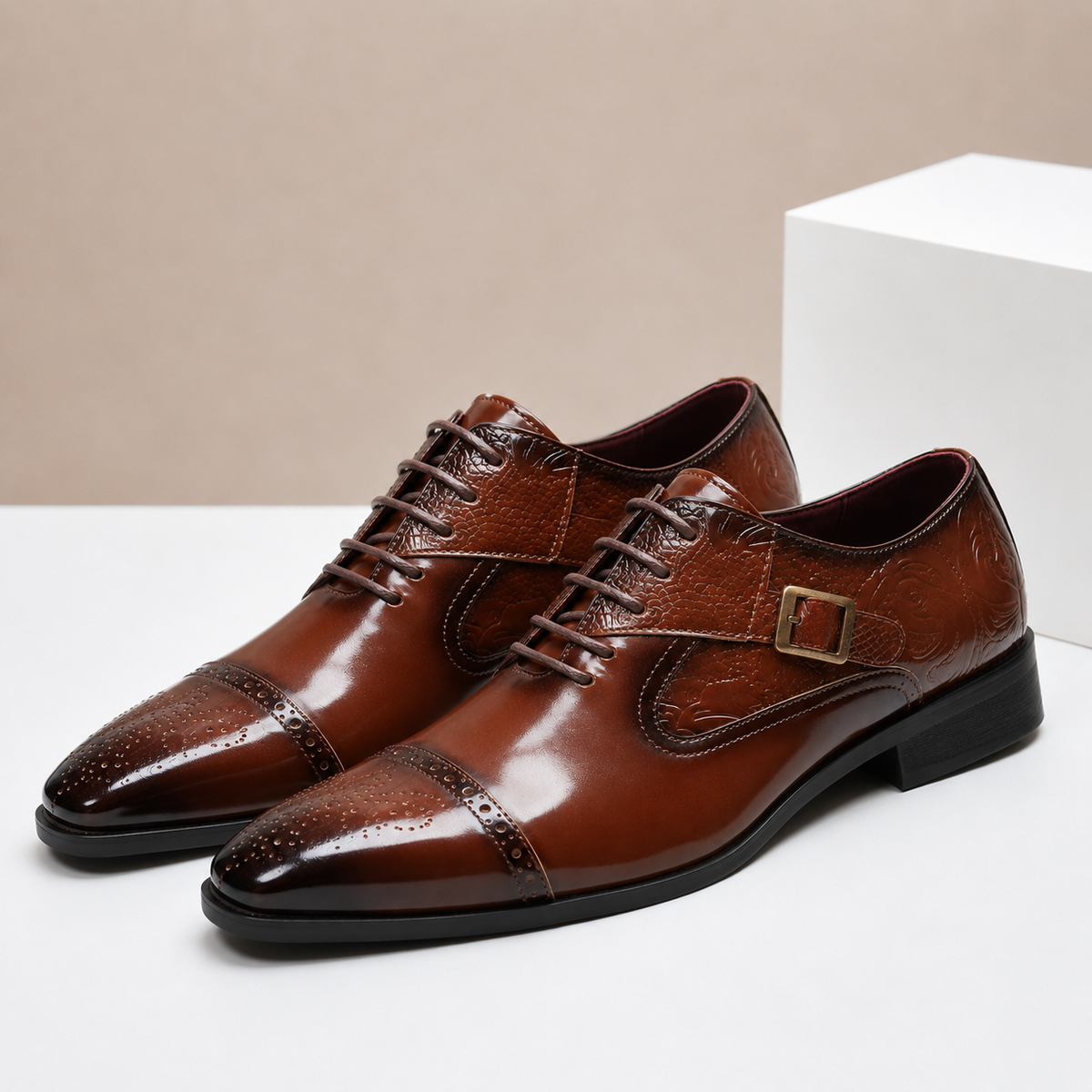 Scarpe Eleganti Valerio in Vera Pelle – Marrone chiaro