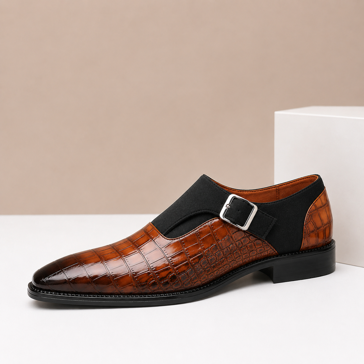 Scarpe Monk Strap Valerico in Vera Pelle – Marrone