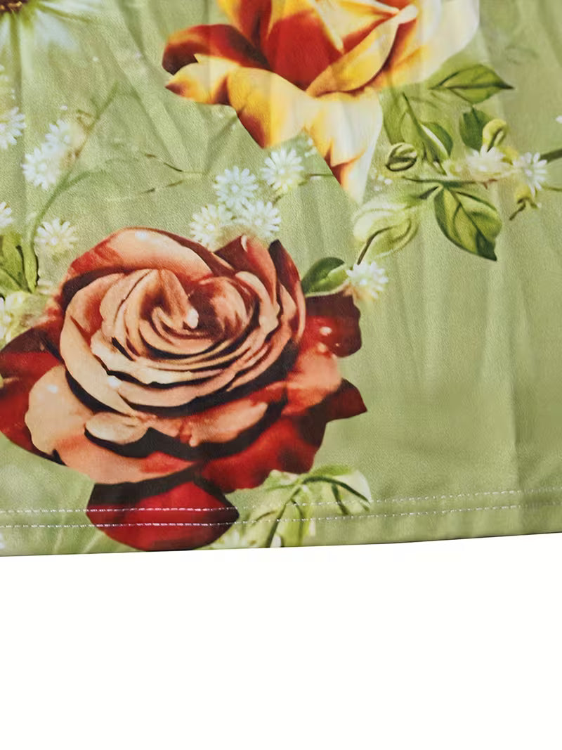 Abito casual da donna con stampa floreale - Verde
