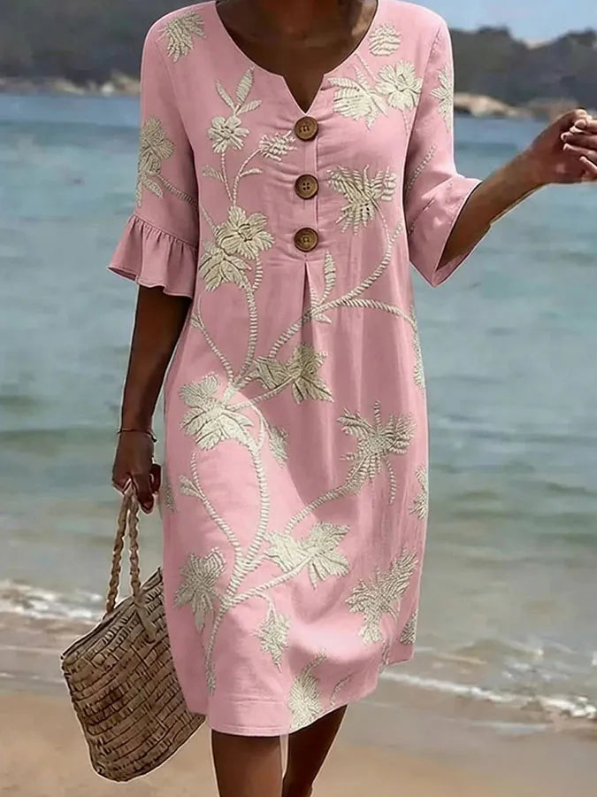 Abito casual floreale da donna – Rosa