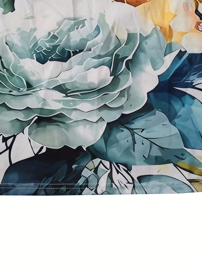 Abito casual da donna con stampa floreale -Blu