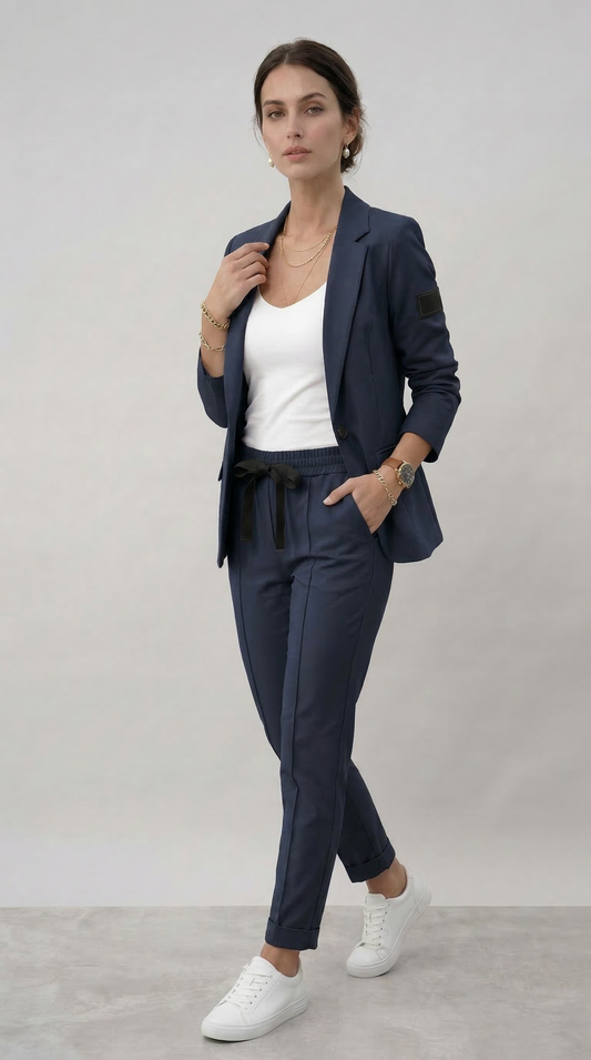 Tailleur Ginevra (Giacca + Pantaloni)-Blu Scuro