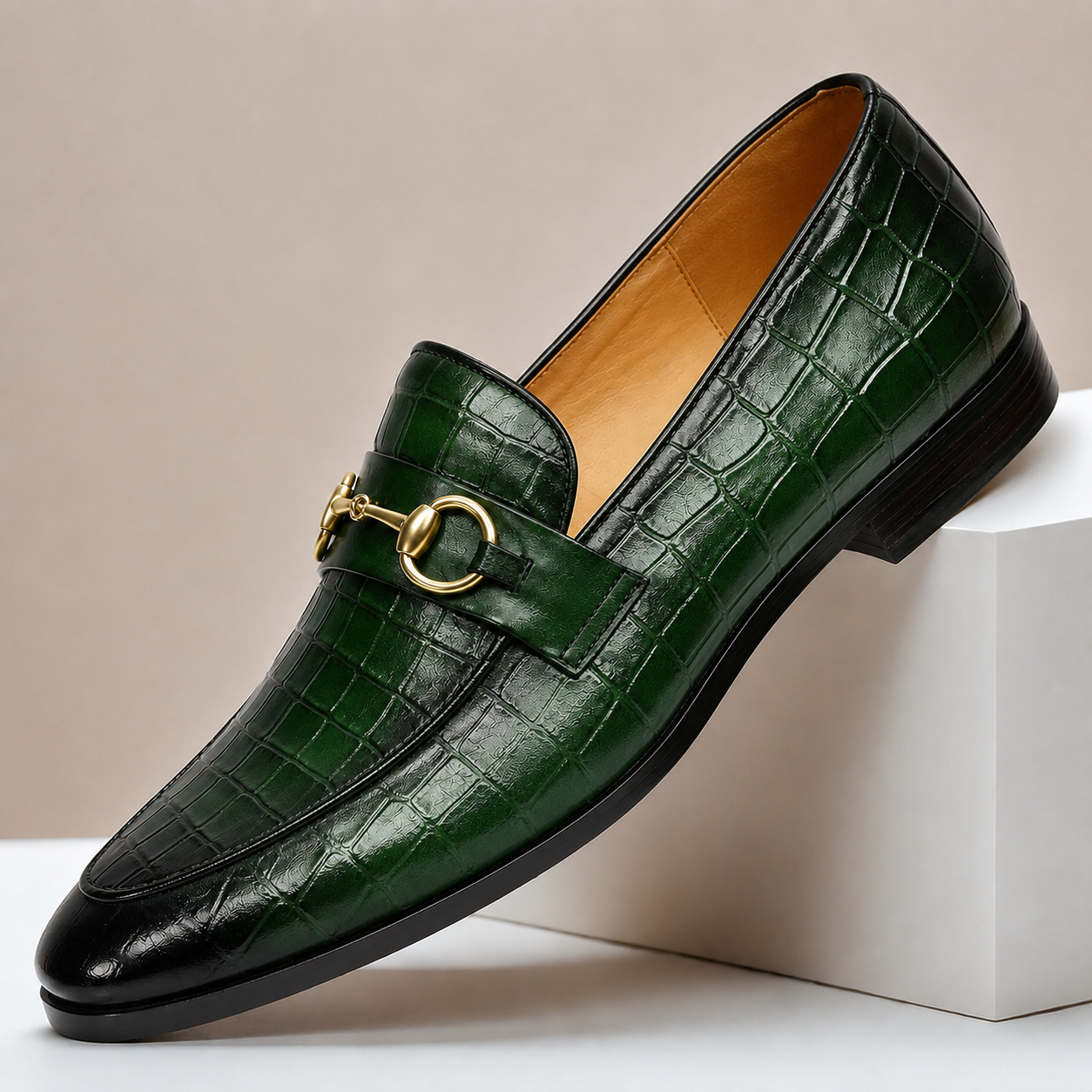Mocassini Gaspari in Pelle Goffrata – Verde