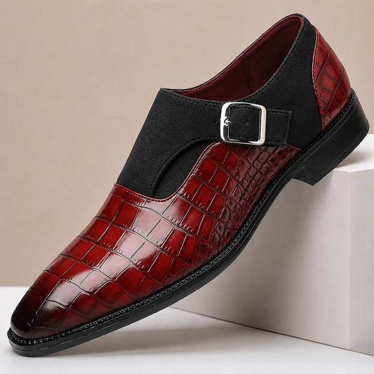 Scarpe Monk Strap Valerico in Vera Pelle – Rosso