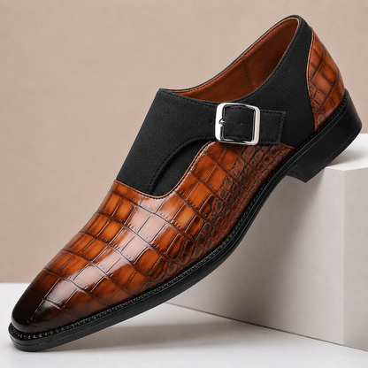 Scarpe Monk Strap Valerico in Vera Pelle – Marrone