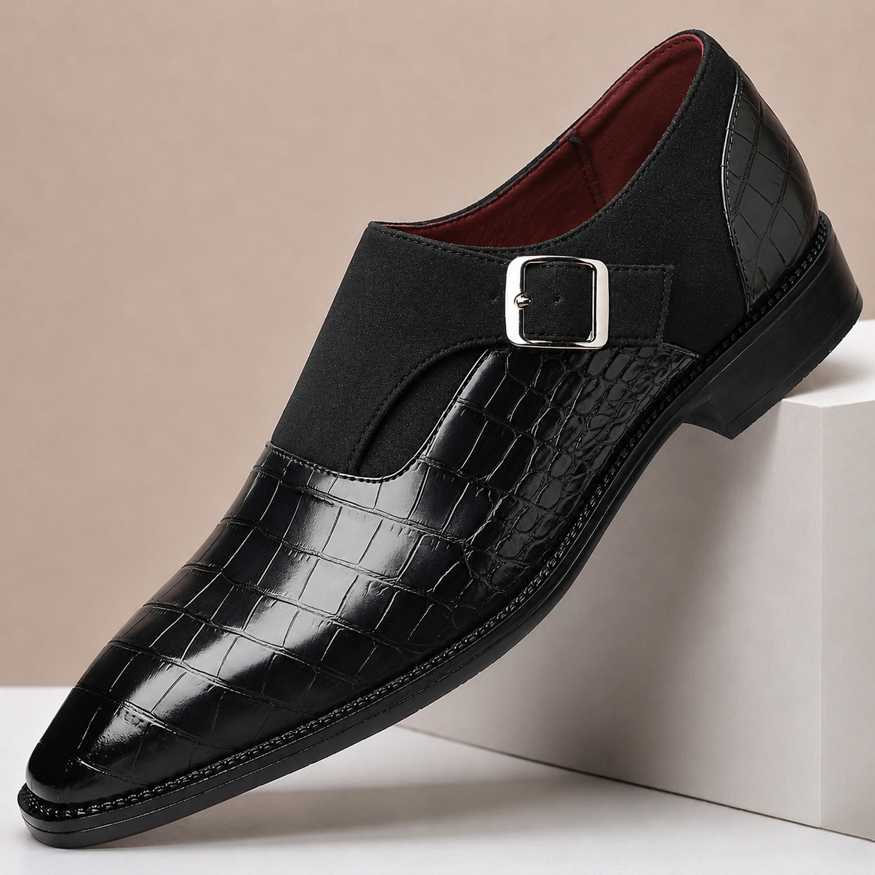 Scarpe Monk Strap Valerico in Vera Pelle – Nero
