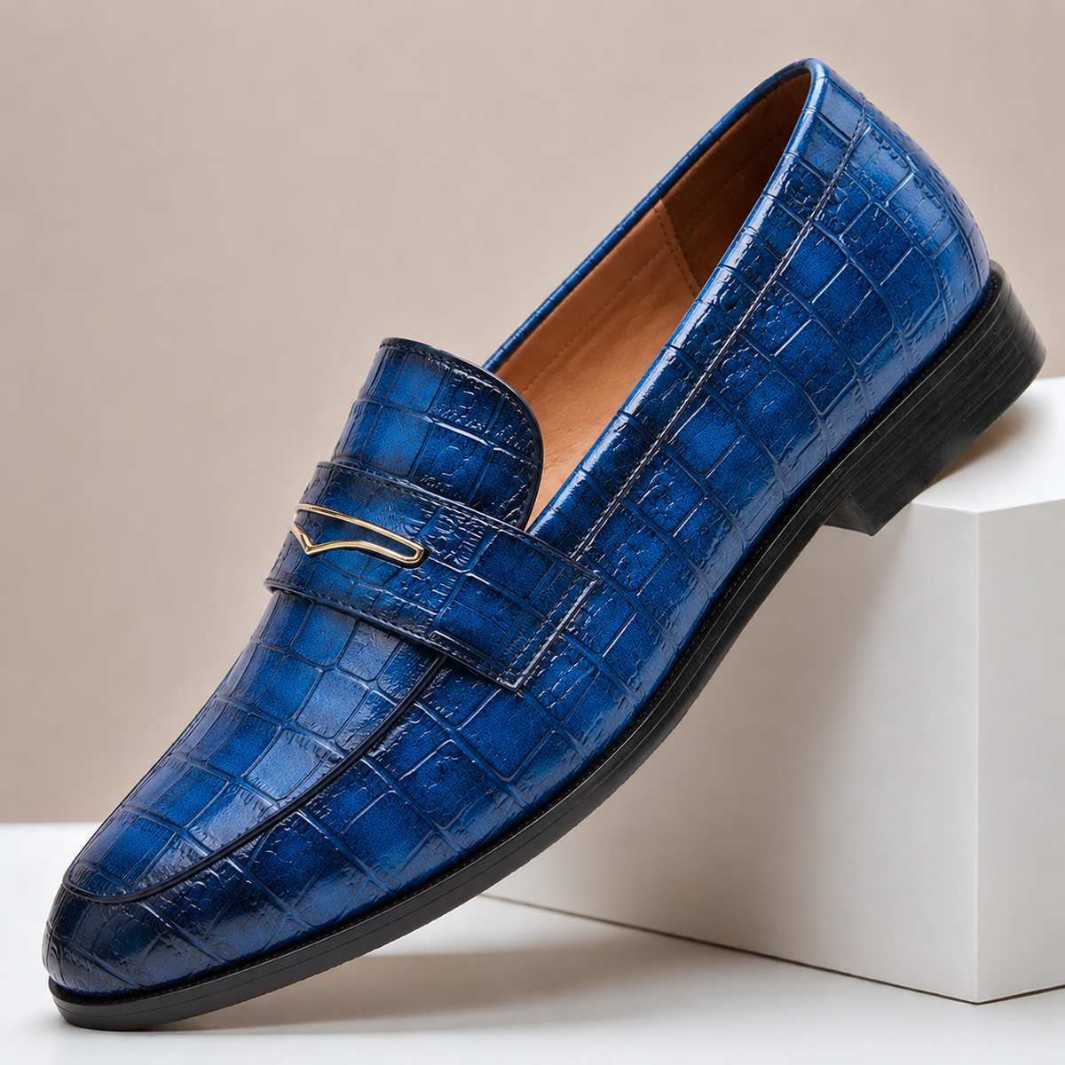 Mocassini Vincetto in Pelle Testurizzata – Blu