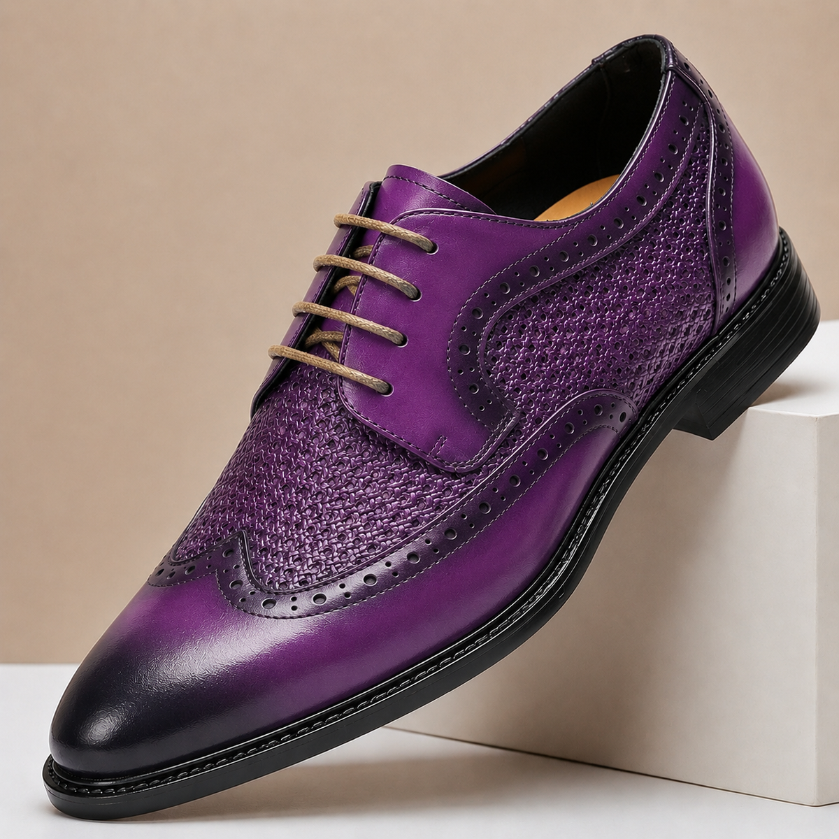 Scarpe Brogue Lucerra in Pelle Pieno Fiore – Rosso