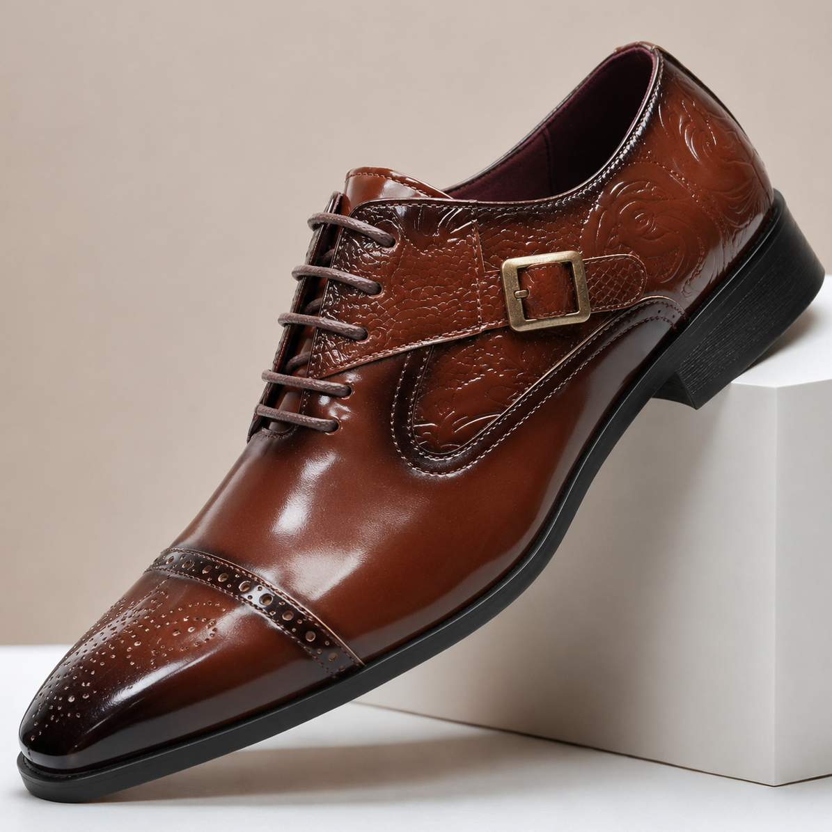 Scarpe Eleganti Valerio in Vera Pelle – Marrone chiaro