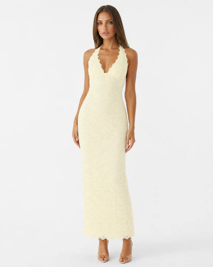 Julie | Lace Me Maxi Dress - Limone