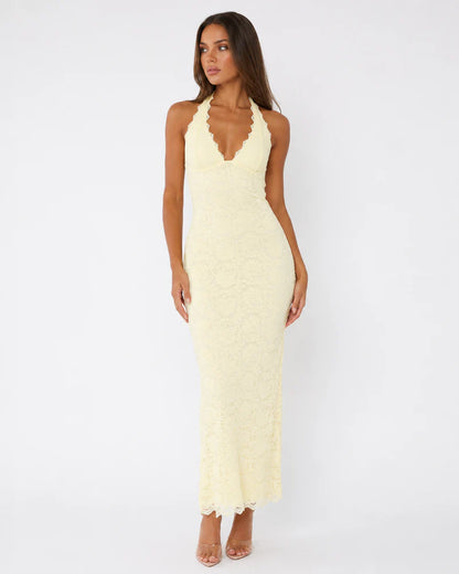 Julie | Lace Me Maxi Dress - Limone