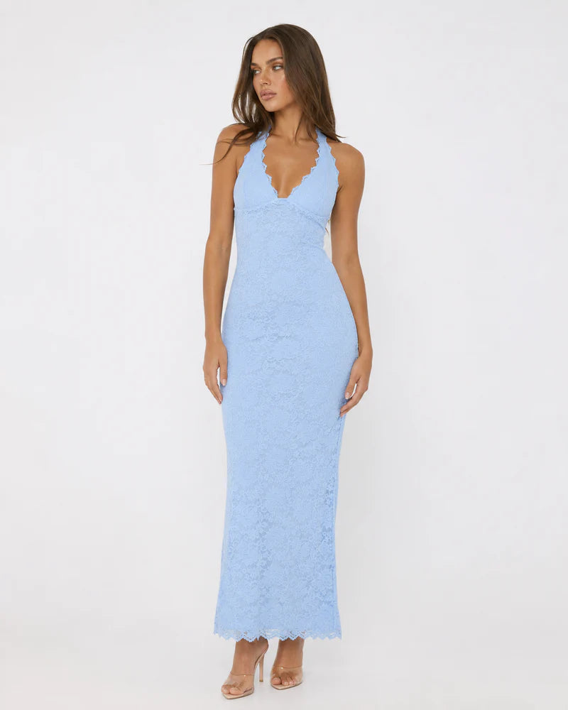 Julie | Lace Me Maxi Dress - Azurro