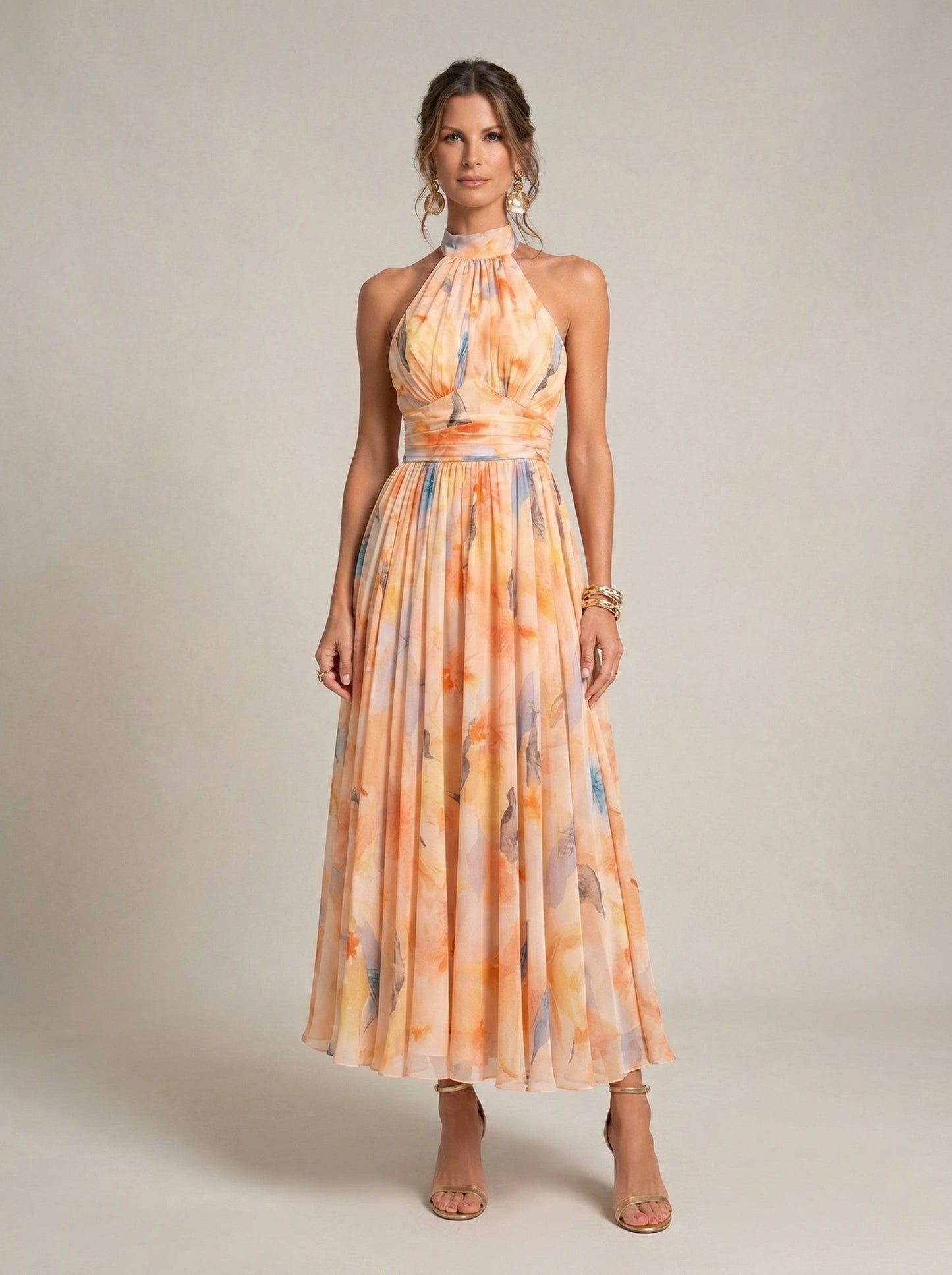 Esther™ | Abito halter con stampa acquerello